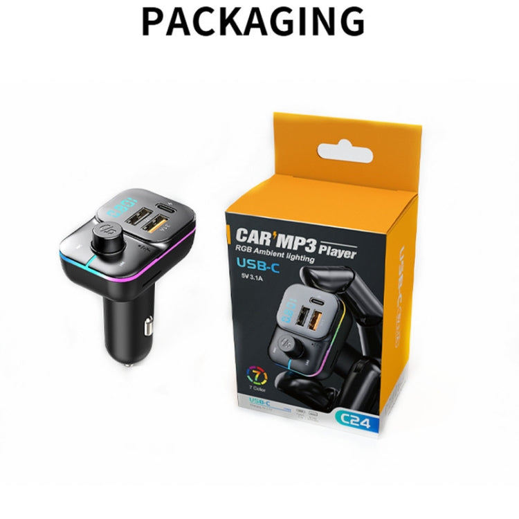 C24 Car Bluetooth MP3 Player Fast Charging FM Transmitter Wireless Handsfree ÎҵÄÉ̵ê