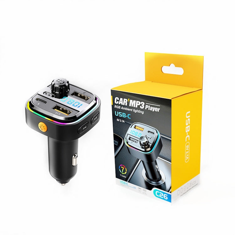 C26 Car Bluetooth Transmitter Handsfree Audio Player Dual USB Car Charger ÎҵÄÉ̵ê