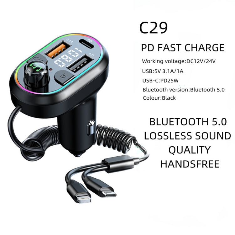 C29 Car Bluetooth 5.0 FM Transmitter  Car MP3 Player Fast Charge U Disk Lossless Music Player ÎҵÄÉ̵ê