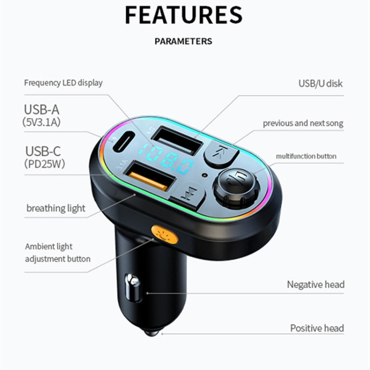 C29 Car Bluetooth 5.0 FM Transmitter  Car MP3 Player Fast Charge U Disk Lossless Music Player ÎҵÄÉ̵ê