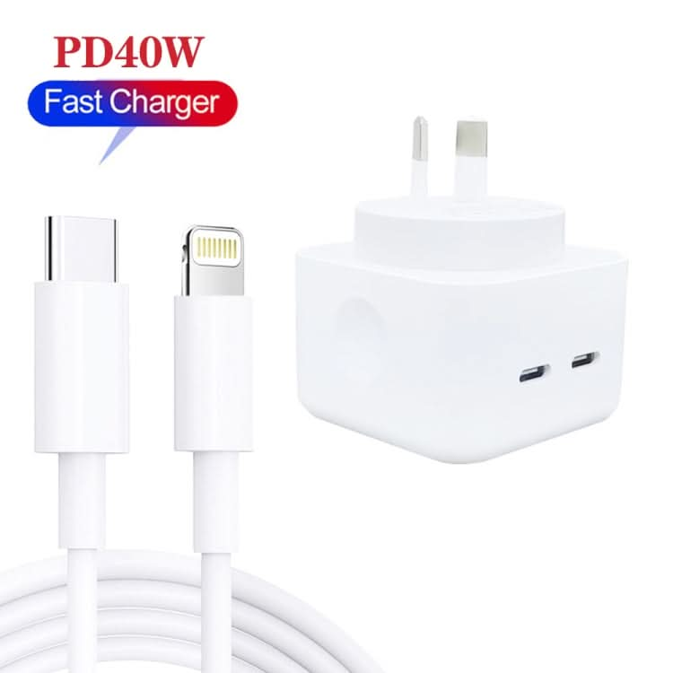 SDC-40W Dual PD USB-C / Type-C Ports Charger with Type-C to 8 Pin Cable, AU Plug