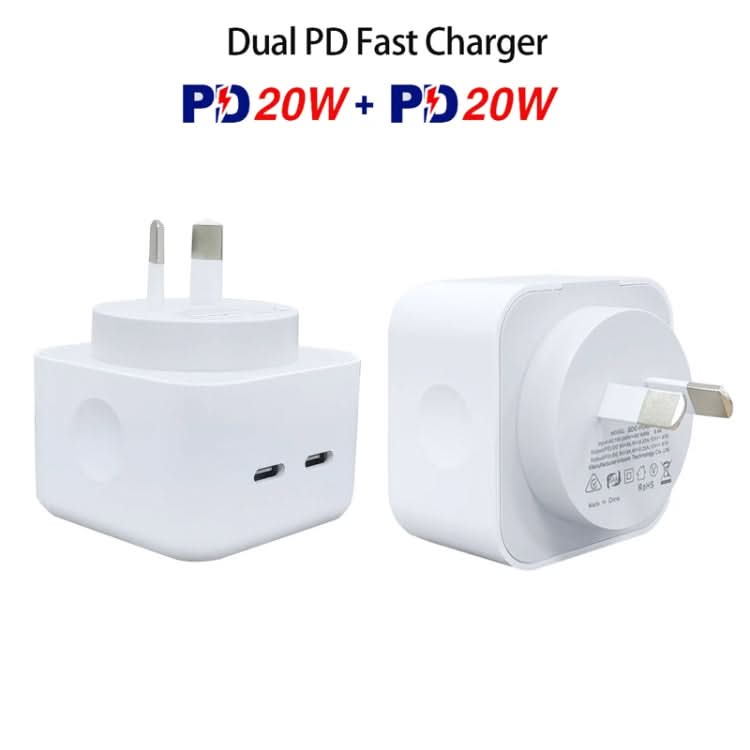 SDC-40W Dual PD USB-C / Type-C Ports Charger with Type-C to 8 Pin Cable, AU Plug