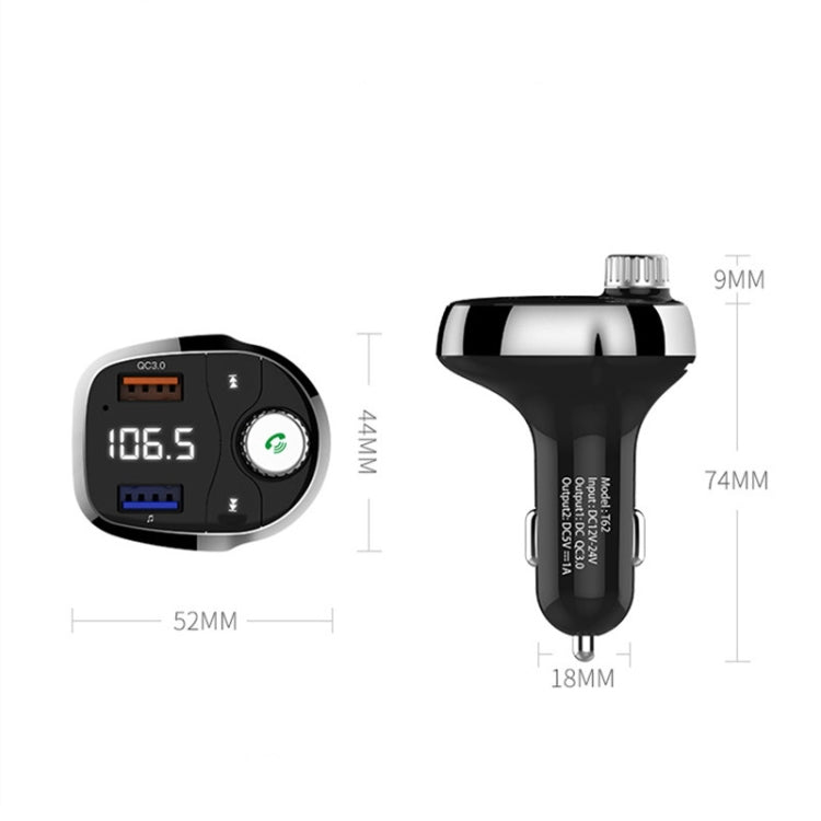 T62 Dual USB QC 3.0 Fast  Charger Bluetooth 5.0 Adapter MP3 Player Handsfree Car Kit FM Transmitter ÎҵÄÉ̵ê