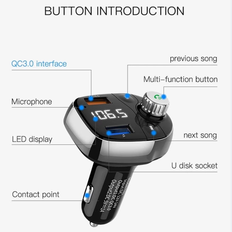 T62 Dual USB QC 3.0 Fast  Charger Bluetooth 5.0 Adapter MP3 Player Handsfree Car Kit FM Transmitter ÎҵÄÉ̵ê