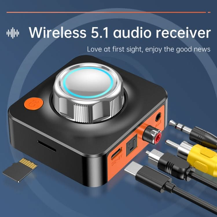 C39HD Bluetooth 5.1 Audio Receiver AUX Coaxial Fiber Output Supports TF Playback