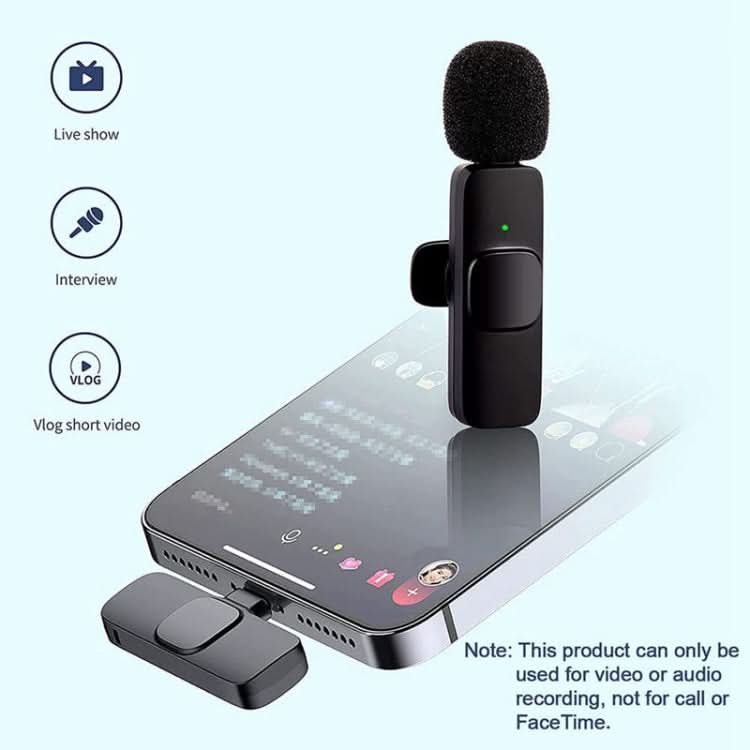 K9 Wireless Clip-on Auto Noise Cancelling Live Mini Microphone for 8-Pin Device 2 in 1 My Store