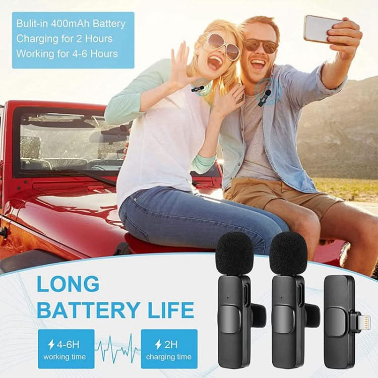 K9 Wireless Clip-on Auto Noise Cancelling Live Mini Microphone for 8-Pin Device 2 in 1 My Store