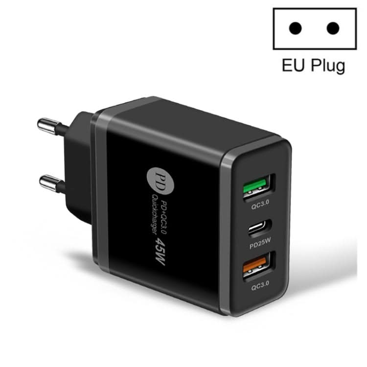 45W PD3.0 + 2 x QC3.0 USB Multi Port Quick Charger, EU Plug