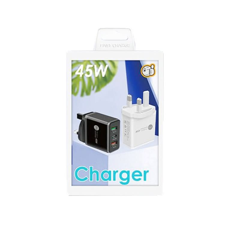 45W PD3.0 + 2 x QC3.0 USB Multi Port Quick Charger, UK Plug