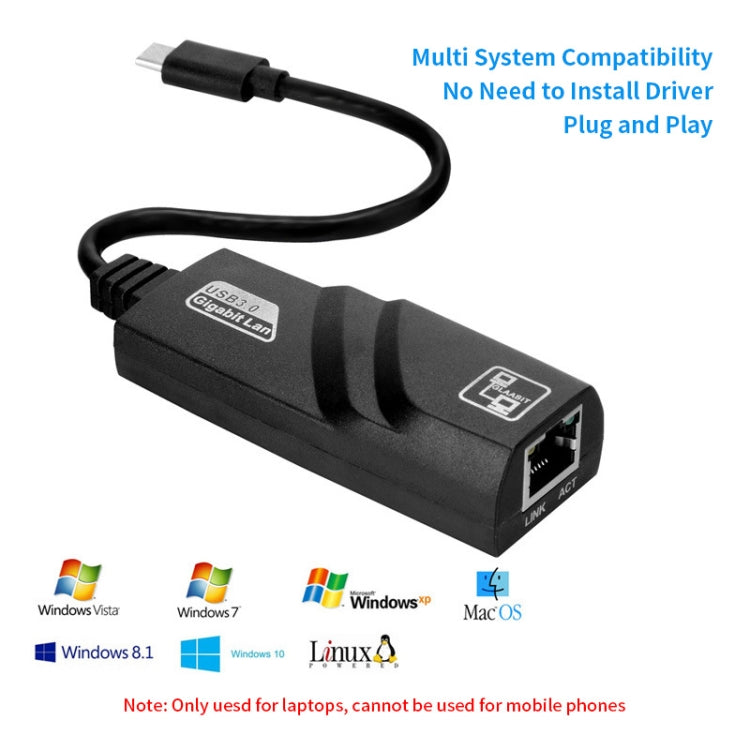 JSM 1000 Mbps USB-C / Type-C to RJ45 Ethernet Adapter Network Cable My Store