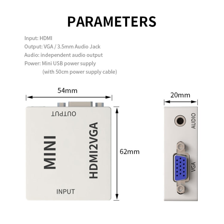 JSM Mini Size HD 1080P HDMI to VGA Audio Video Digital Converter Adapter