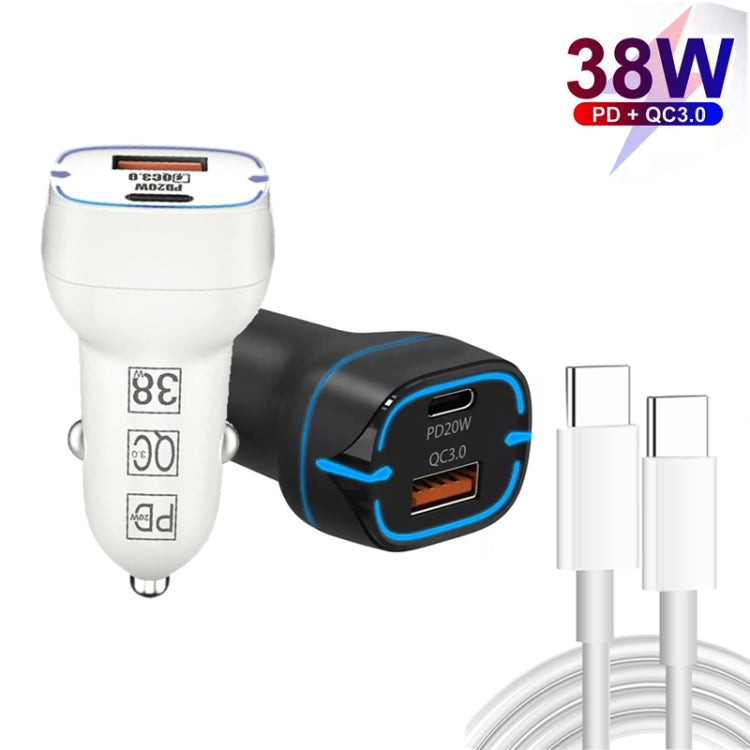 38W PD20W + QC3.0 USB Car Charger with Type-C to Type-C Data Cable, Length: 1m ÎҵÄÉ̵ê