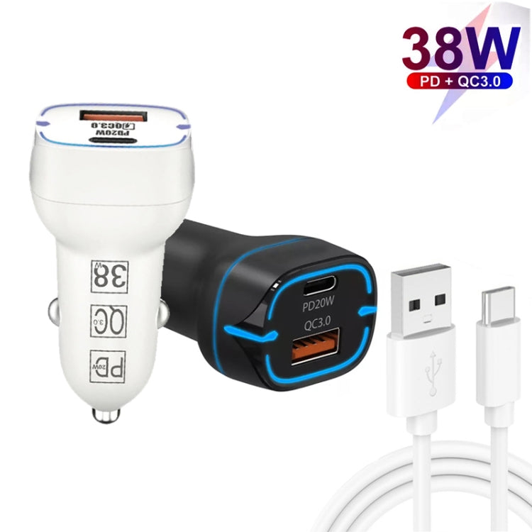 38W PD20W + QC3.0 USB Car Charger with USB to Type-C Data Cable, Length: 1m ÎҵÄÉ̵ê