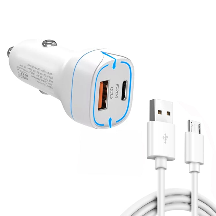 38W PD20W + QC3.0 USB Car Charger with USB to Micro USB Data Cable, Length: 1m ÎҵÄÉ̵ê