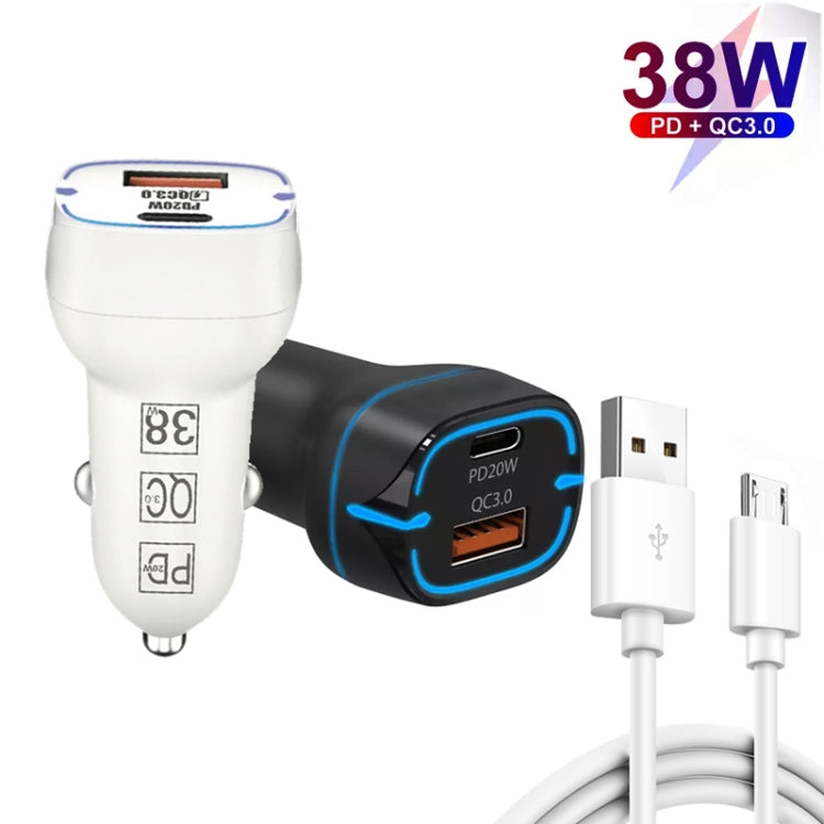 38W PD20W + QC3.0 USB Car Charger with USB to Micro USB Data Cable, Length: 1m ÎҵÄÉ̵ê