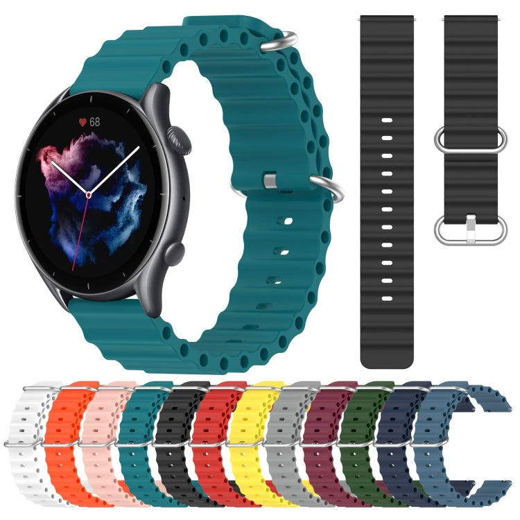 22mm Ocean Style Silicone Solid Color Watch Band, Series 3