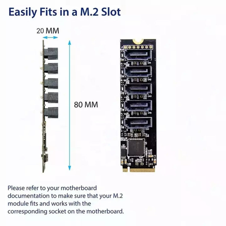 ST532 M.2 NGFF To 5 Ports SATA3.0 Hard Disk Expansion Card Adapter In Stock My Store