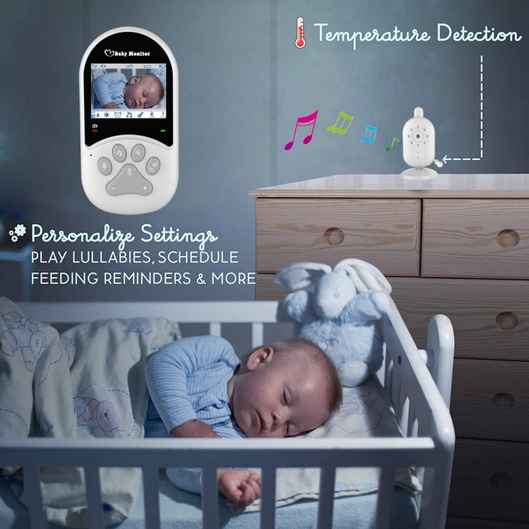 660 2.4 inch LCD Screen Baby Monitor, Two Way Talk, Sound Temperature Alarm Wireless Lullaby Music Play Reluova