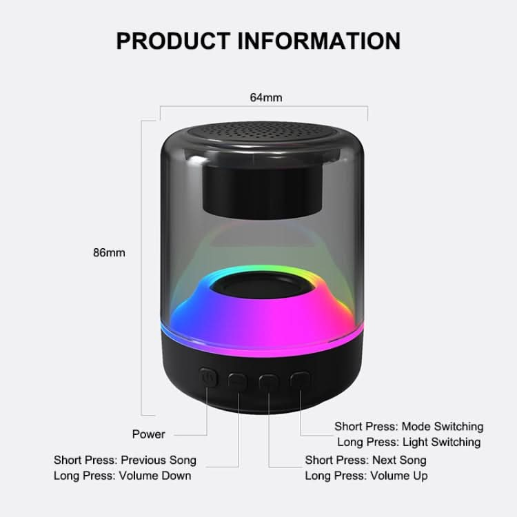 ENKAY Hat-Prince Portable RGB Light Wireless Bluetooth Speaker