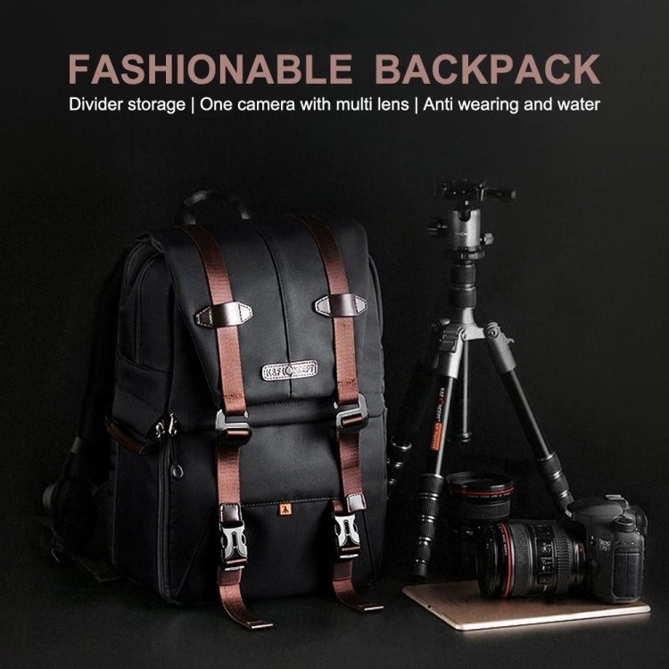 K&F CONCEPT KF13.092 Multifunctional Dual-layer Shockproof Waterproof Camera Backpack Travel Tripod Bag