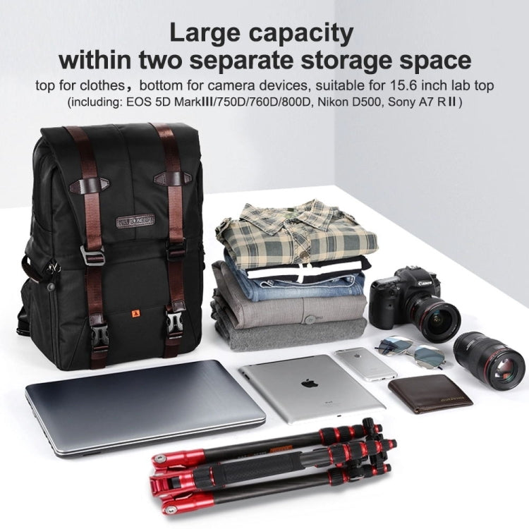 K&F CONCEPT KF13.092 Multifunctional Dual-layer Shockproof Waterproof Camera Backpack Travel Tripod Bag