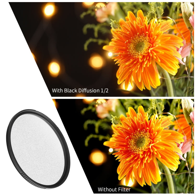 K&F CONCEPT KF01.1682 82mm Black Mist Soft Diffusion 1/2 Lens Filter, Special Effects Shoot Video Like Movies