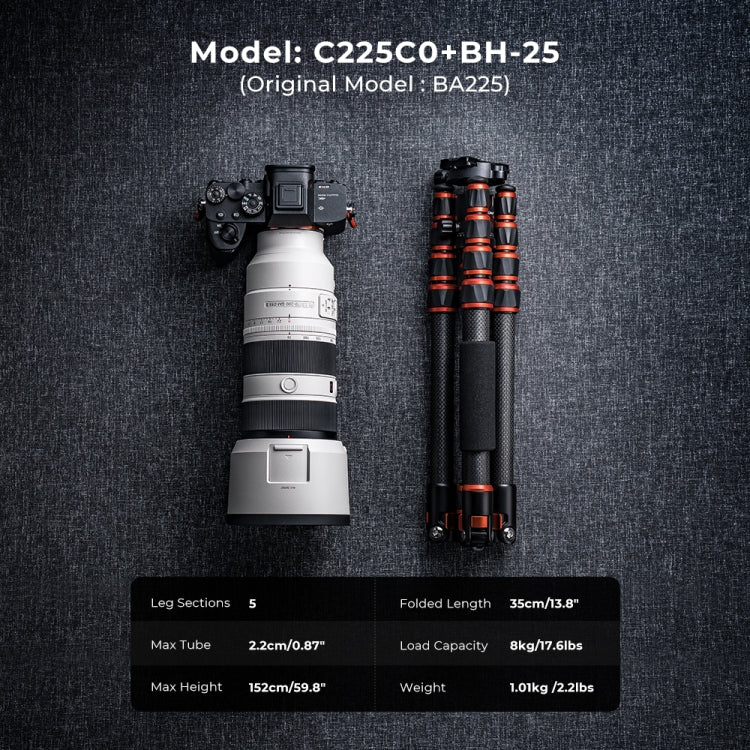 K&F CONCEPT KF09.077V3 Portable Carbon Fiber Camera Tripod