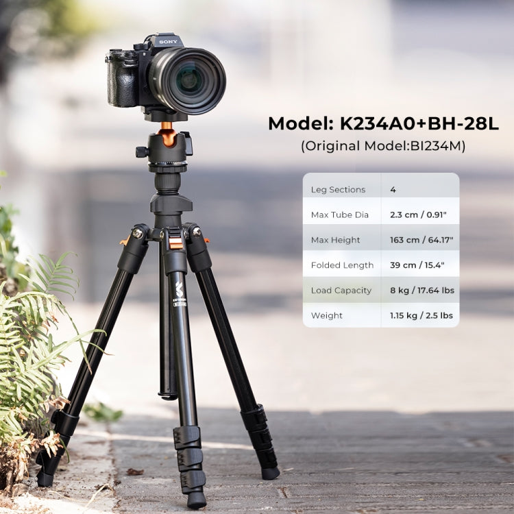 K&F CONCEPT KF09.101 Compact Travel Tripod Flexible Vlog Tripod