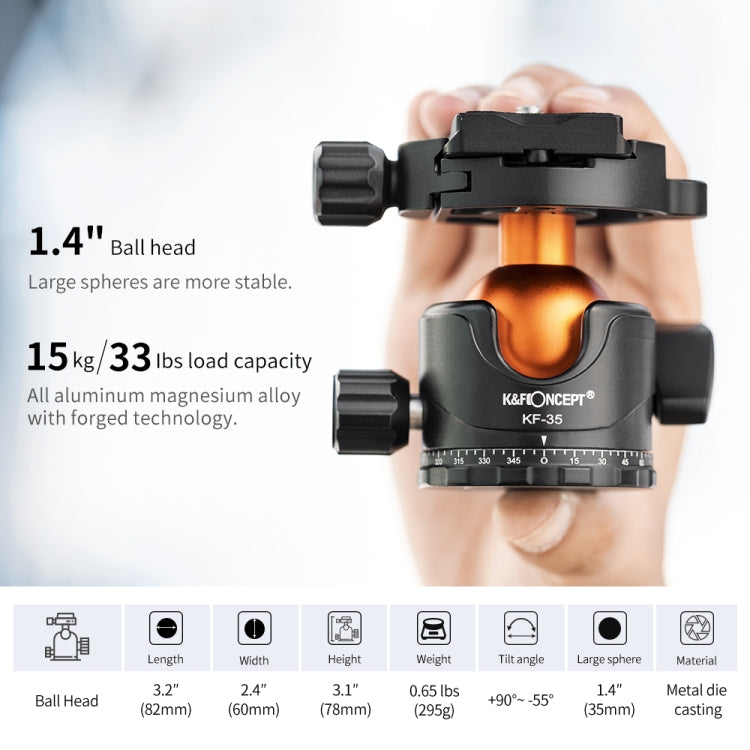 K&F CONCEPT KF09.105 Lightweight Travel Tripod Compact Flexible Vlog Tripod