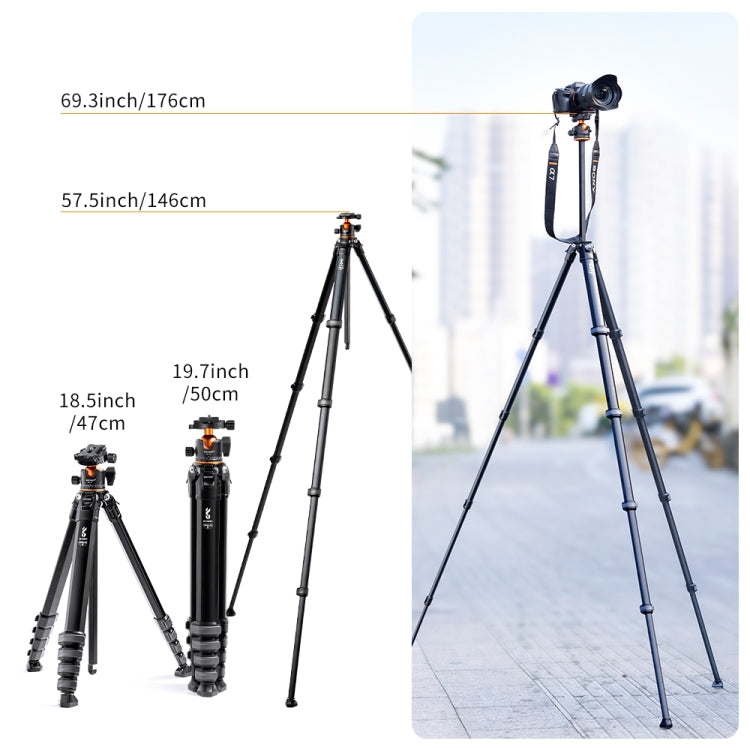 K&F CONCEPT KF09.105 Lightweight Travel Tripod Compact Flexible Vlog Tripod