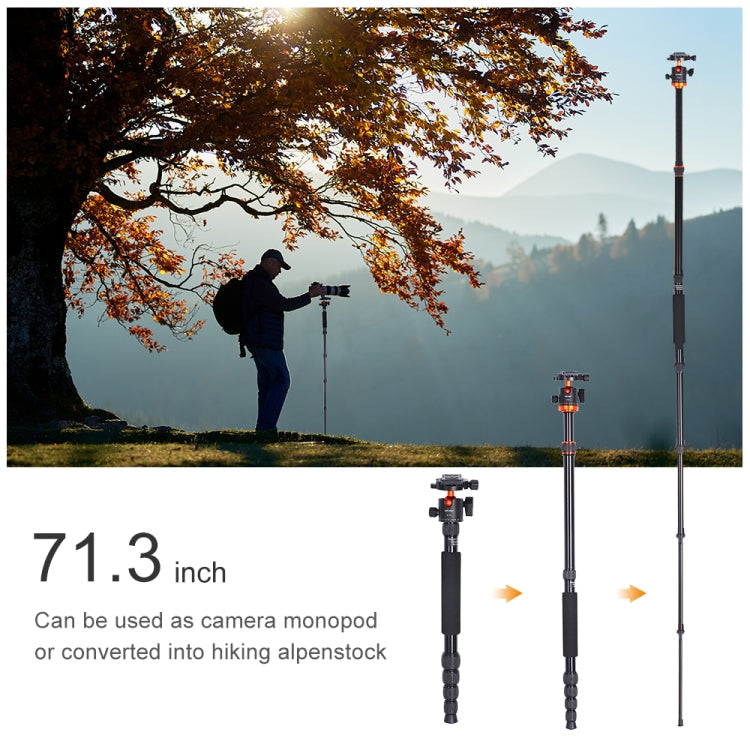 K&F CONCEPT KF09.083V1 Camera Tripod Professional Portable Travel Alloy 5-Sections Tripod Stand