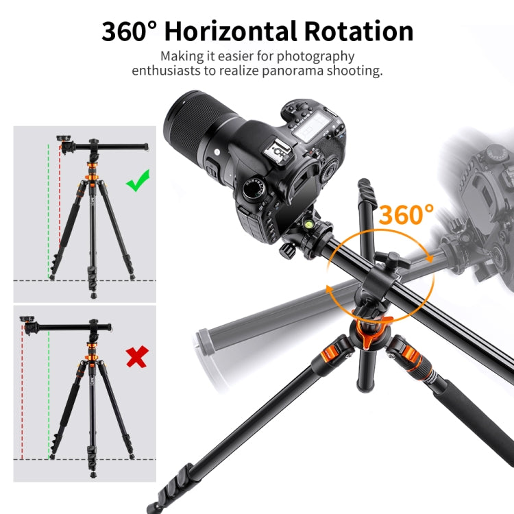 K&F CONCEPT KF09.087V4 Camera Tripods Aluminum Travel Vlog Tripod Monopod with 360 Degree Panorama Ball Head