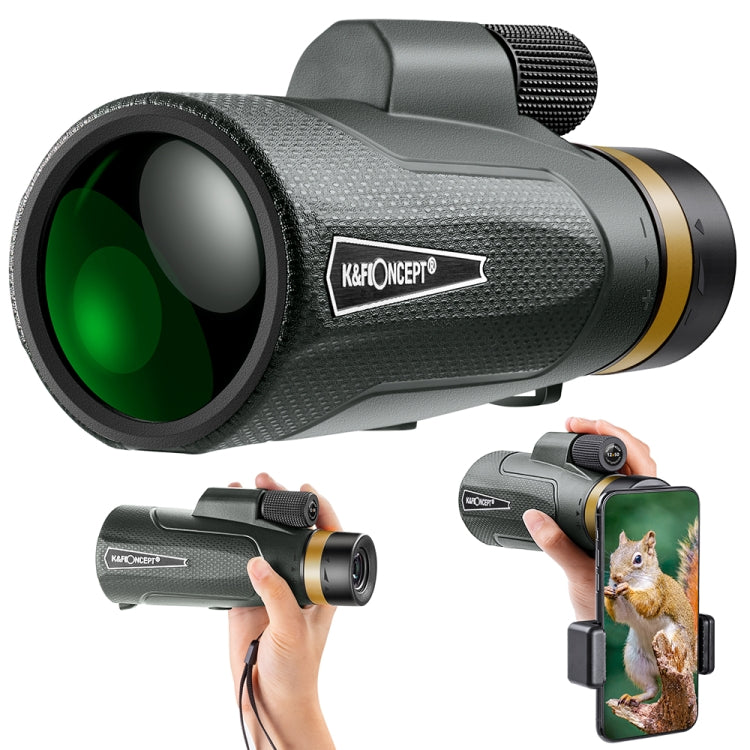 KF33.013 K&F Concept 12X50 Monoculars Adults High Power Monocular Telescope With Smartphone Adapter Reluova