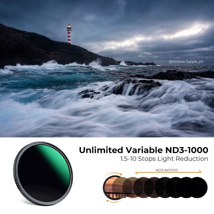 K&F CONCEPT KF01.1838 82mm Variable ND3-ND1000 ND Filter 1.5-10 Stops Waterproof Filter My Store