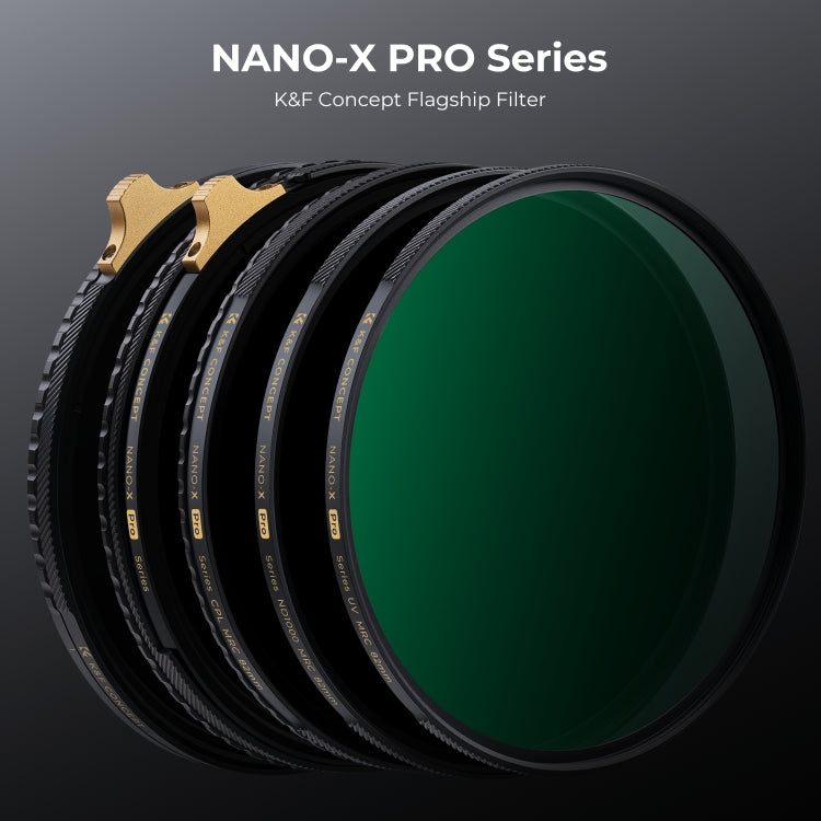 K&F CONCEPT KF01.1995 82mm Nano-X PRO Series ND1000 Filter HD Ultra-Thin Copper Frame 36-Layer Coating Anti-Reflection Green Film