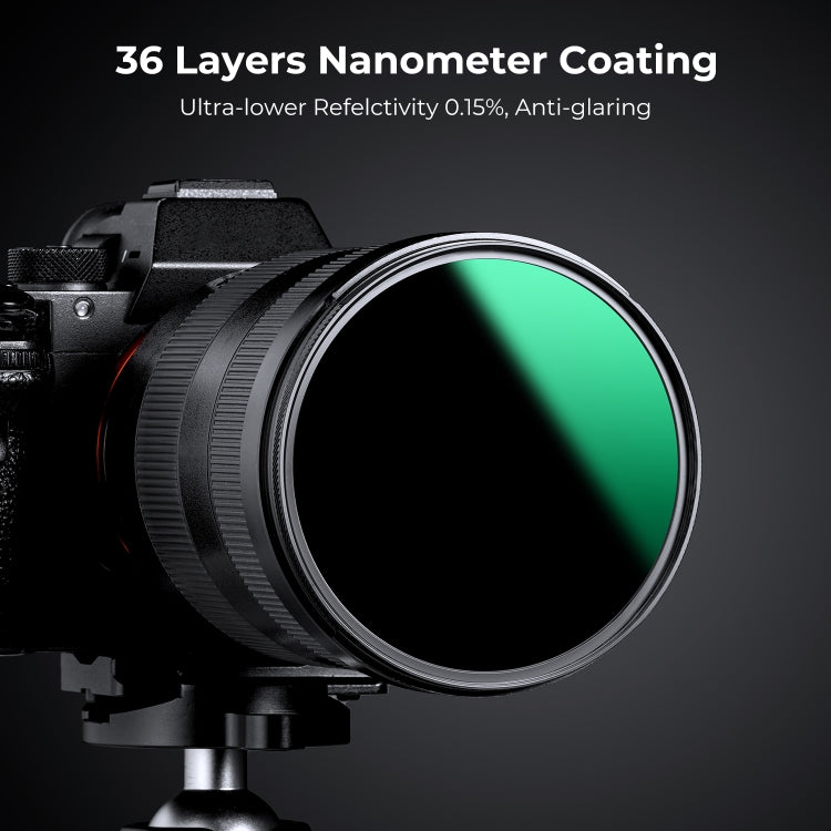 K&F CONCEPT KF01.1995 82mm Nano-X PRO Series ND1000 Filter HD Ultra-Thin Copper Frame 36-Layer Coating Anti-Reflection Green Film My Store