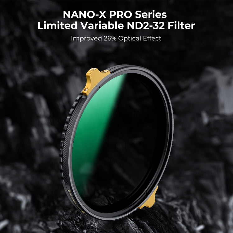 K&F CONCEPT KF01.1999 82mm Nano-X PRO Series ND2-ND32 Filter HD Ultra-Thin Copper Frame 36-Layer Coating Anti-Reflection Green Film