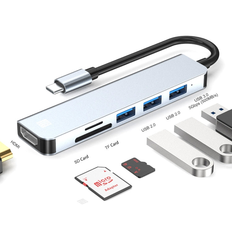 JUNSUNMAY 6 in 1 Type-C to 4K HDMI Docking Station Adapter USB-C Hub SD/TF Card Reader My Store