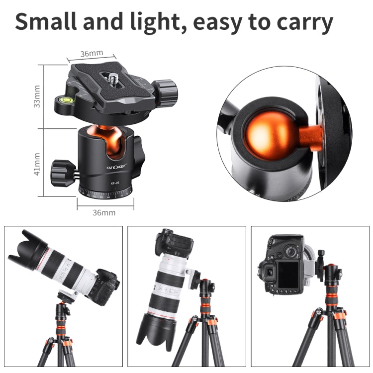 K&F CONCEPT KF31.029V3 Camera Tripod Ball Head with 1/4 inch Quick Release Plate, Load 8kg