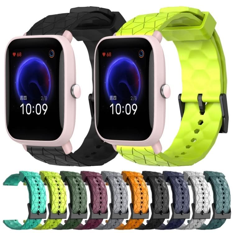 20mm Football Pattern Solid Color Silicone Watch Band, Series 3