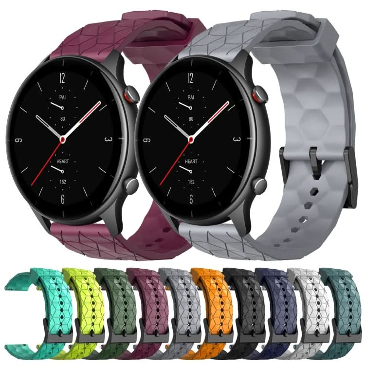 22mm Football Pattern Solid Color Silicone Watch Band, Series 2