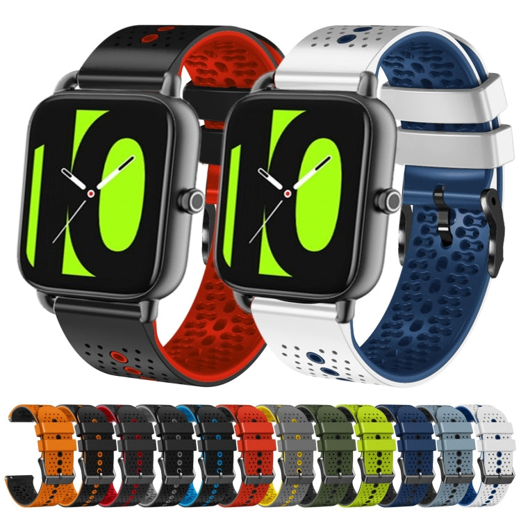 22mm Perforated Two-Color Silicone Watch Band, Series 3-Reluova