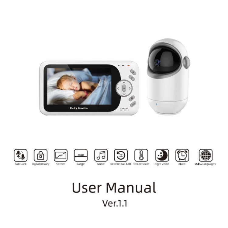 VB801 4.3 inch Night Vision Camera Baby Monitor, Wireless Intercom Audio Video Camera, Temperature Detection Reluova