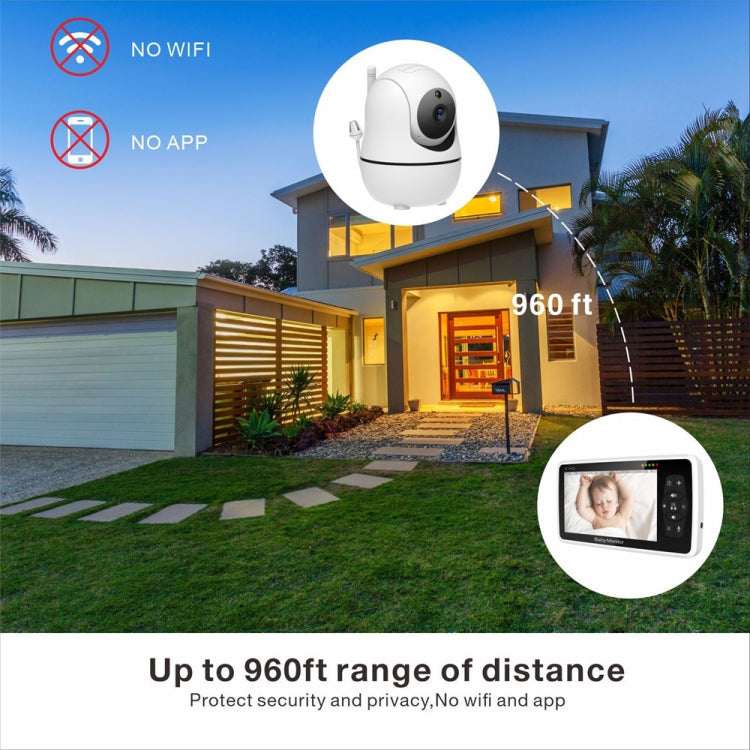 SM50 5 inch Baby Monitor 360-Degree Rotating Wireless Camera Night Vision Intercom Lullaby Monitor