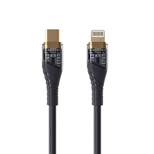 PD30W USB-C / Type-C to 8 Pin Transparent 3A Fast Charging Data Cable, Length: 1m