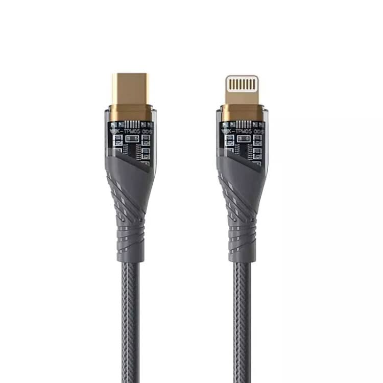 PD30W USB-C / Type-C to 8 Pin Transparent 3A Fast Charging Data Cable, Length: 1m