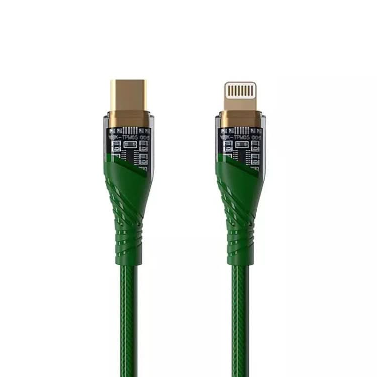 PD30W USB-C / Type-C to 8 Pin Transparent 3A Fast Charging Data Cable, Length: 1m