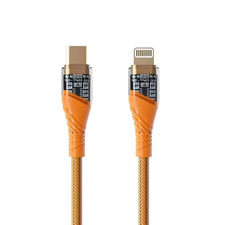 PD30W USB-C / Type-C to 8 Pin Transparent 3A Fast Charging Data Cable, Length: 1m