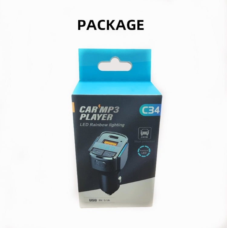 C34 Car Bluetooth 5.0 Charger FM Transmitter Cigarette lighter MP3 Music Player ÎҵÄÉ̵ê