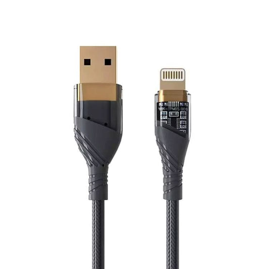 2.4A USB to 8 Pin Transparent Fast Charging Data Cable, Length: 1m